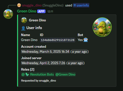 Green Dino Userinfo